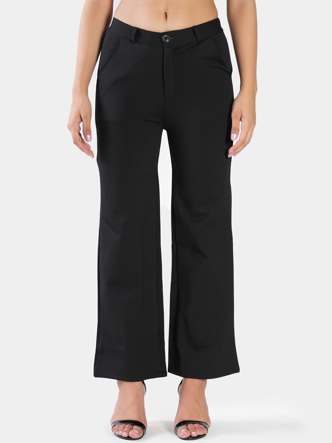 

BAESD Women High-Rise Easy Wash Trousers, Black