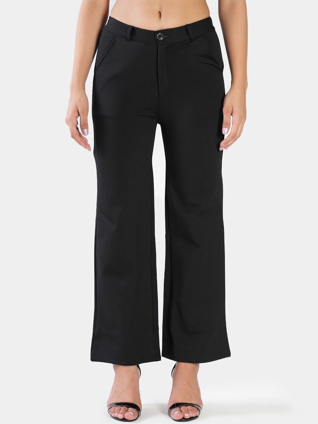 

BAESD Women High-Rise Easy Wash Trousers, Black