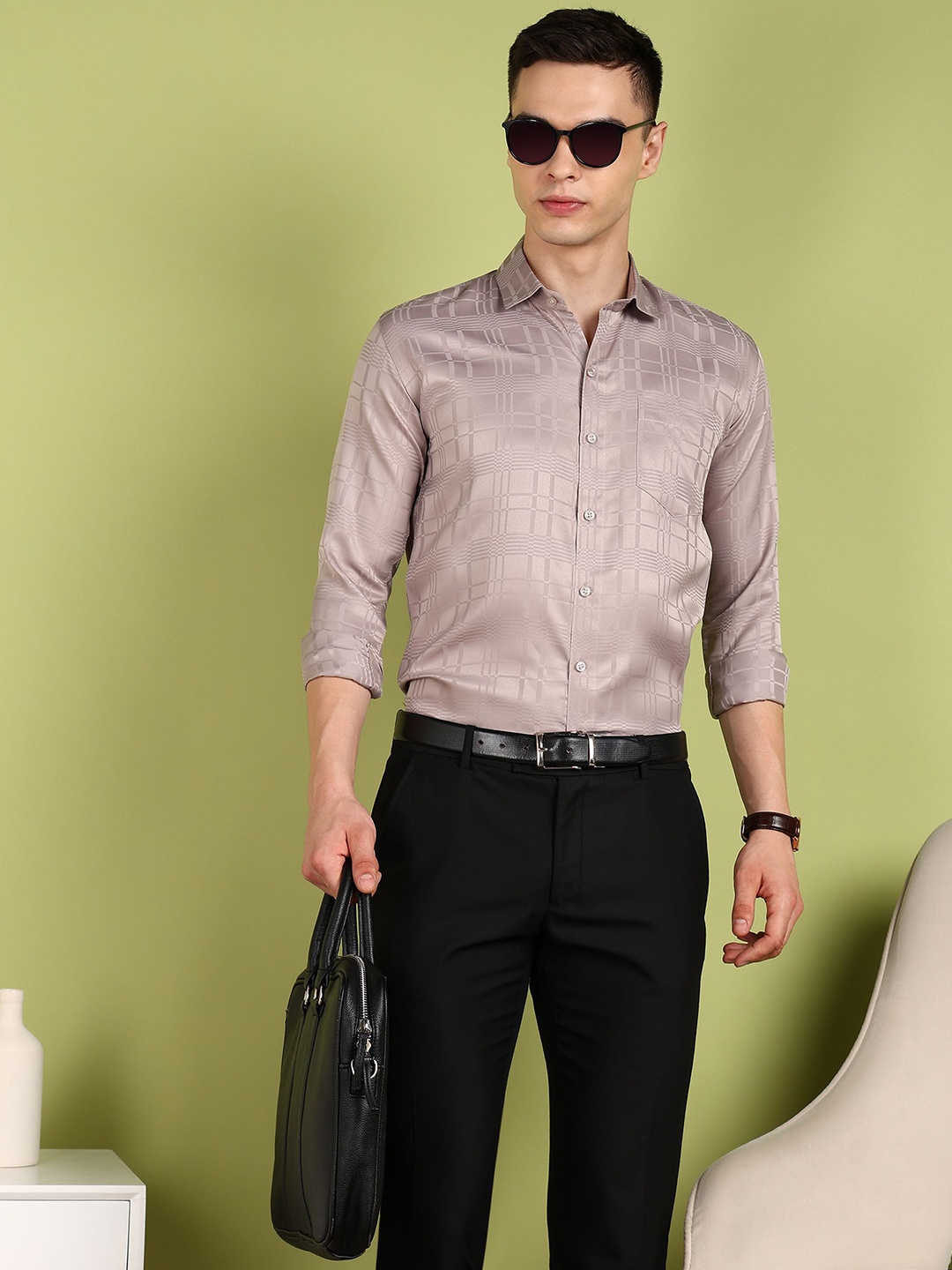 

FUBAR Men Slim Fit Opaque Casual Shirt, Purple