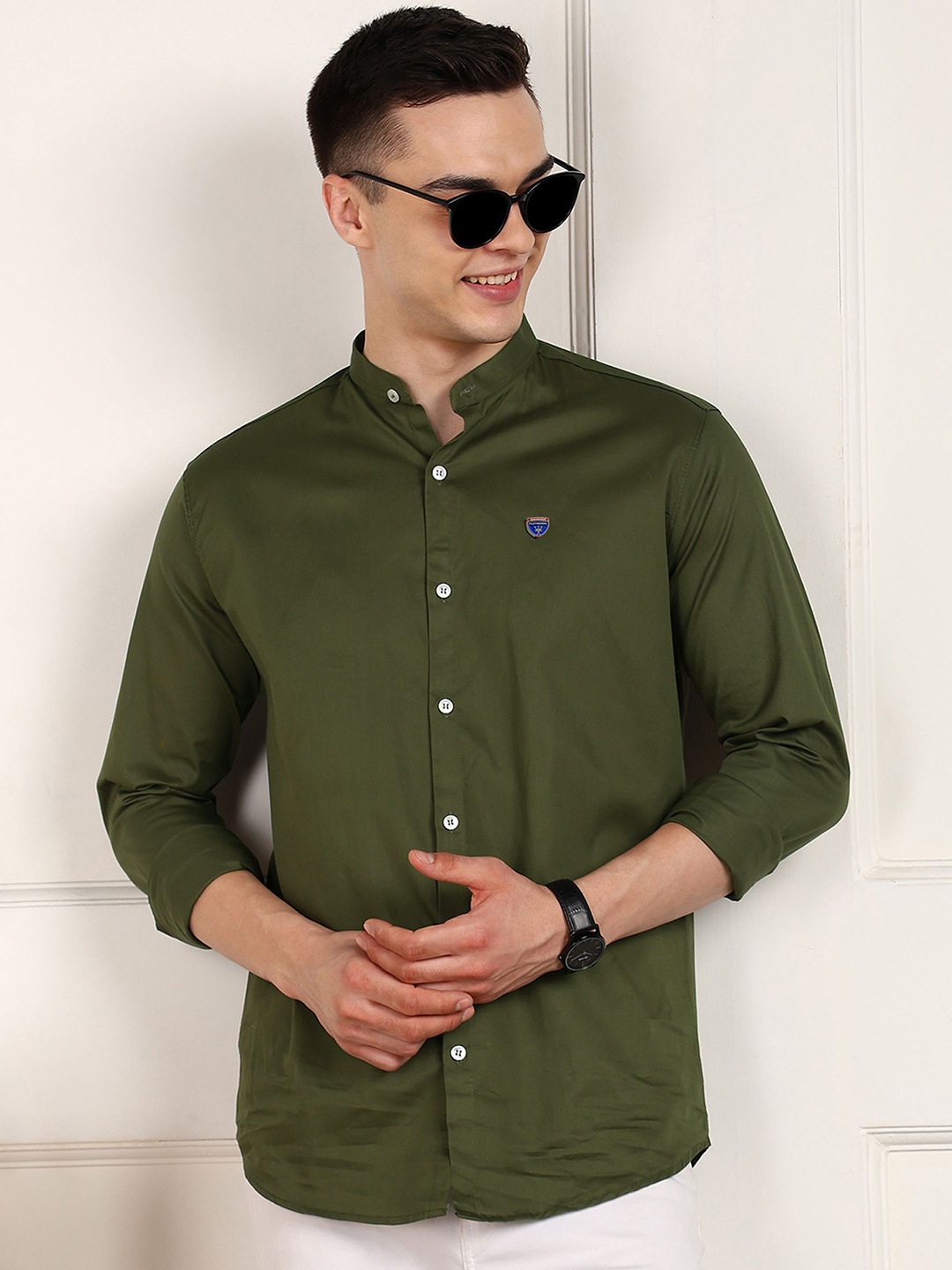 

FUBAR Men Slim Fit Opaque Casual Shirt, Green
