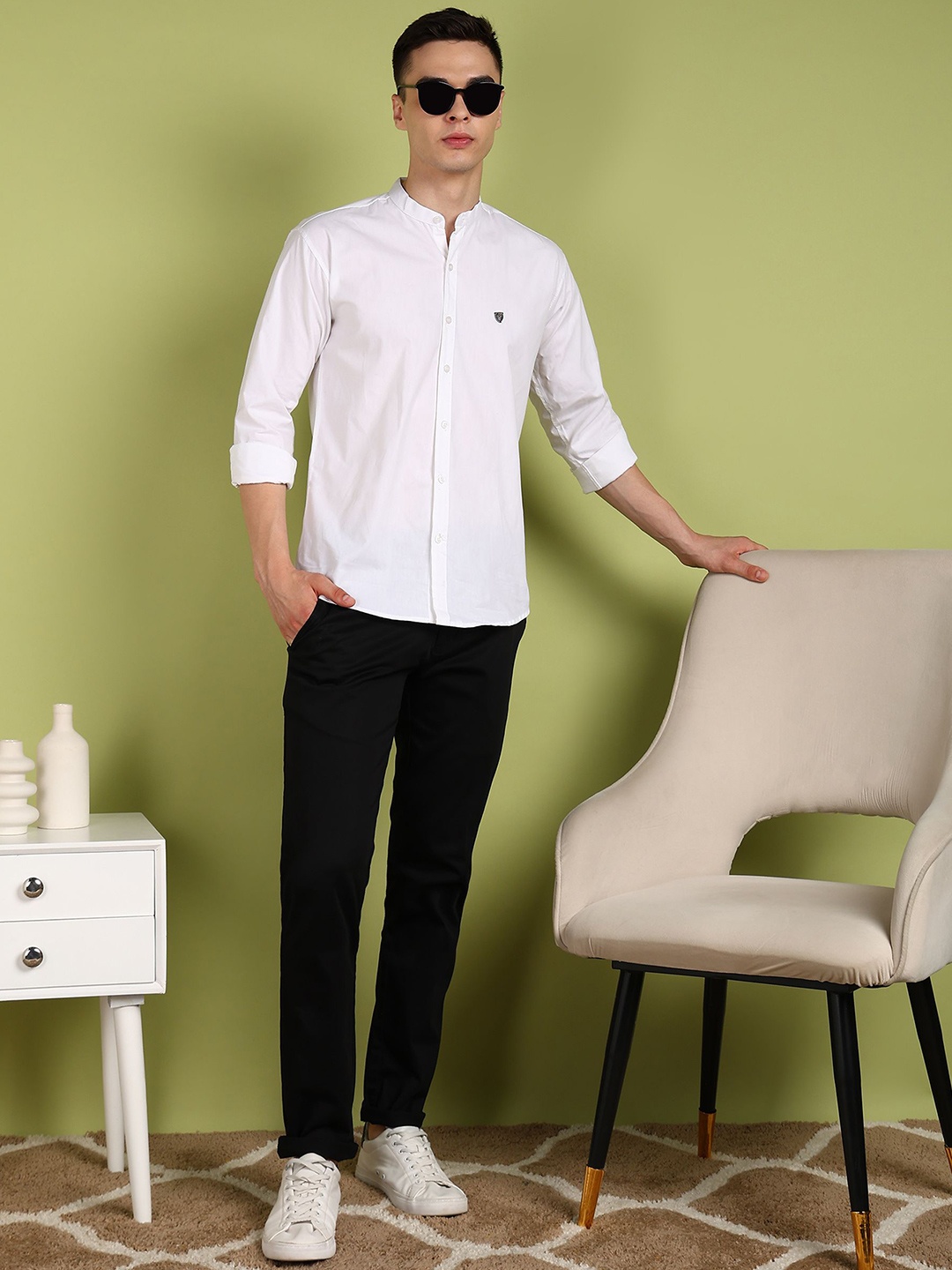 

FUBAR Men Slim Fit Opaque Casual Shirt, White