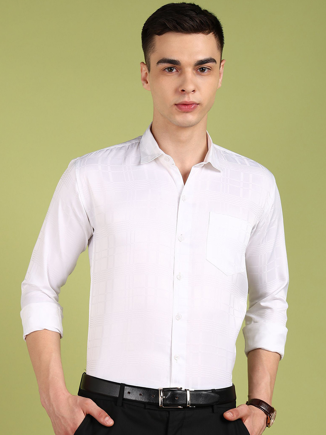 

FUBAR Men Slim Fit Opaque Formal Shirt, White