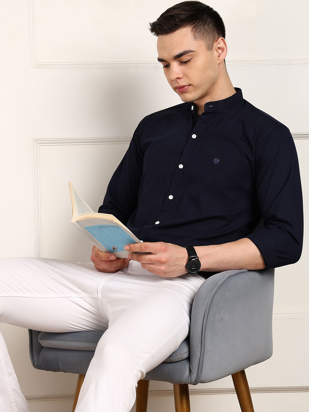 

FUBAR Men Slim Fit Opaque Casual Shirt, Navy blue