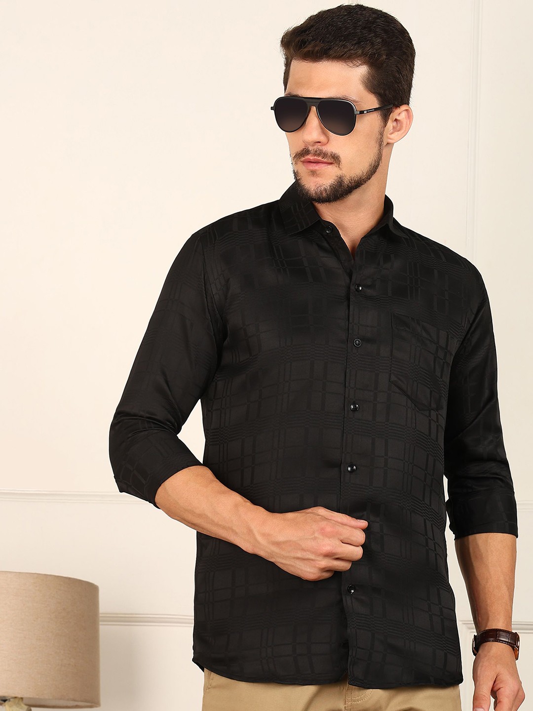 

FUBAR Men Slim Fit Opaque Casual Shirt, Black