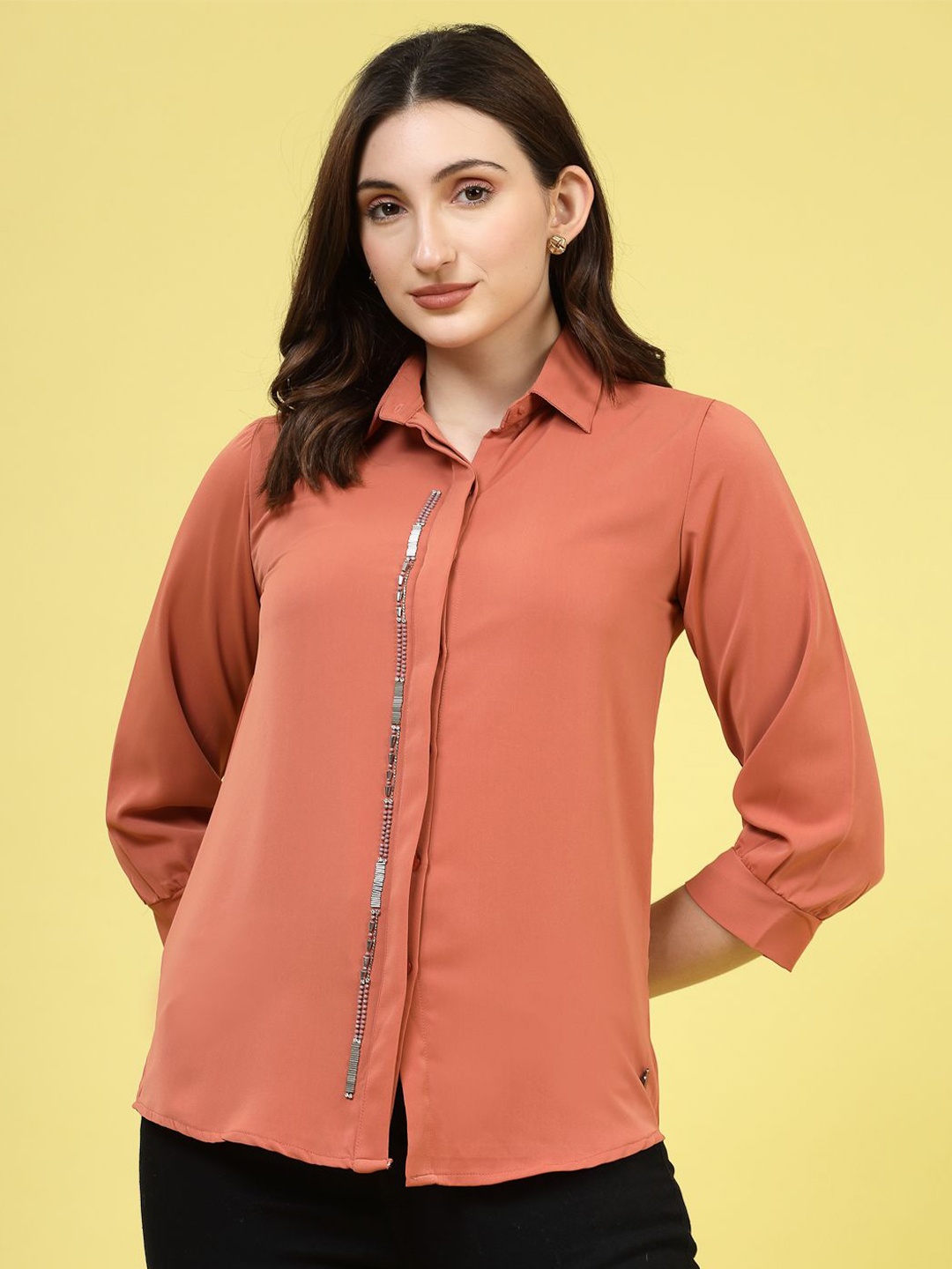 

Juelle Women Comfort Opaque Casual Shirt, Rust