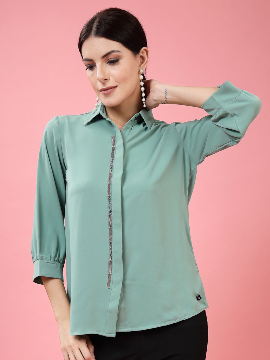 

Juelle Women Comfort Opaque Casual Shirt, Green
