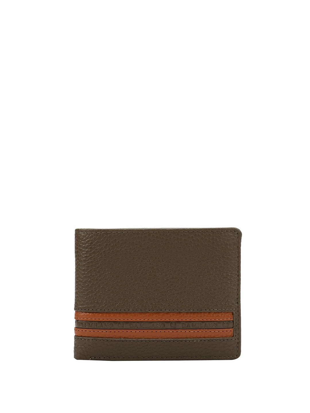 

Da Milano Men Textured Leather Two Fold Wallet, Brown