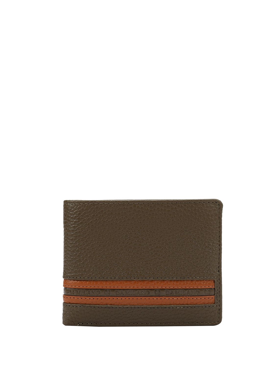 

Da Milano Men Striped Leather Two Fold Wallet, Brown