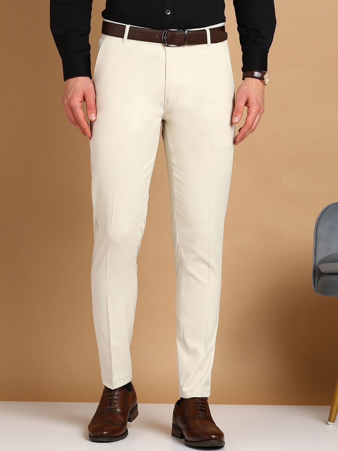 

FUBAR Men Slim Fit Trousers, Cream