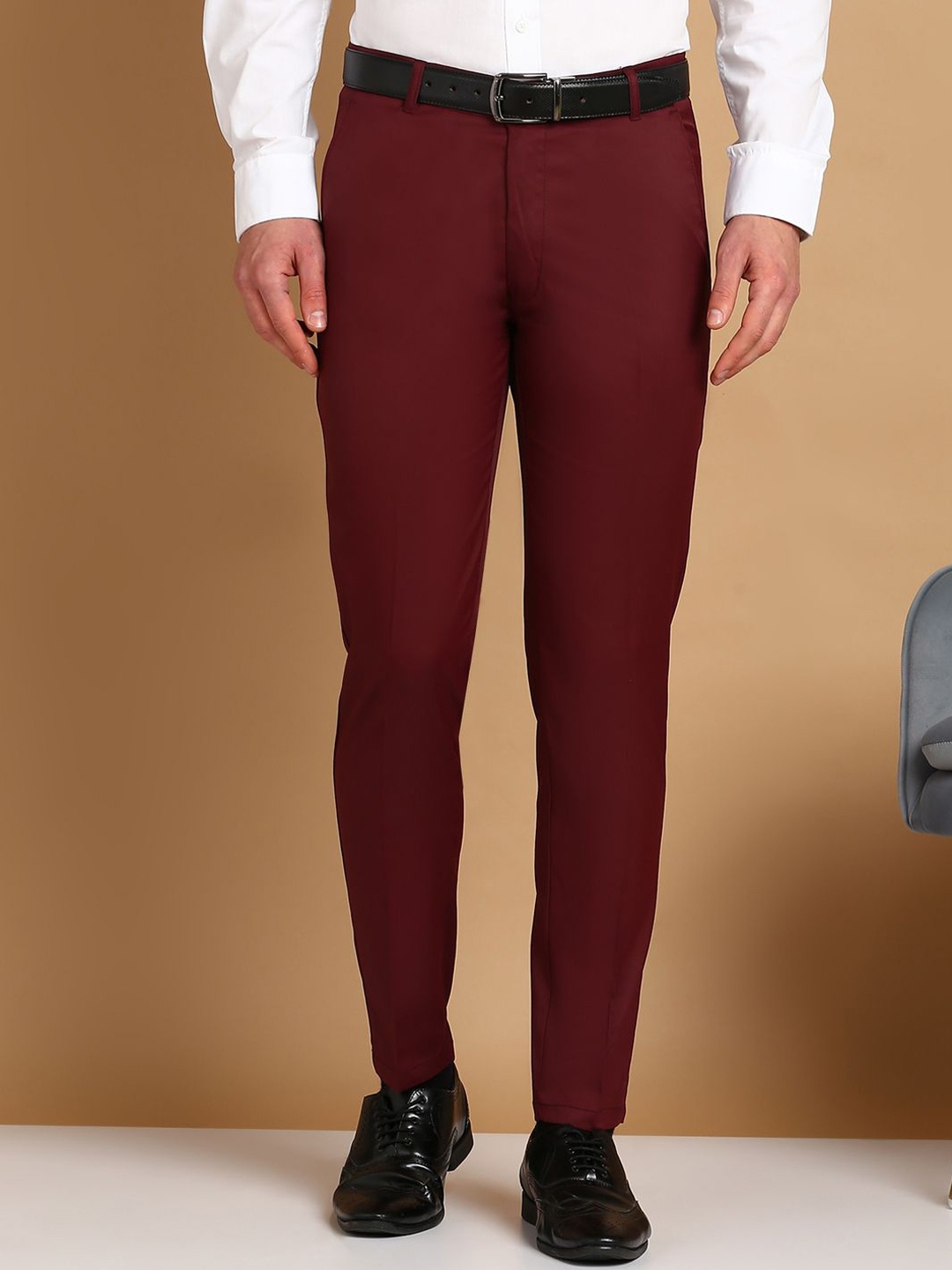 

FUBAR Men Slim Fit Trousers, Maroon