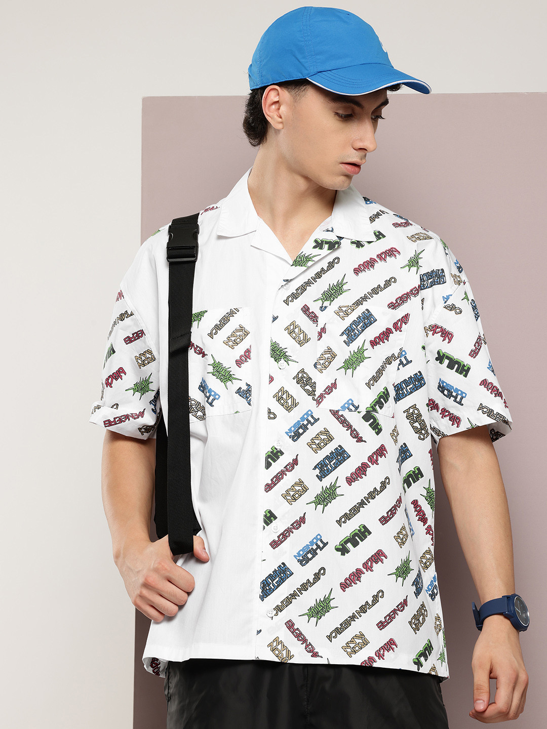 

MARVEL STREET Cyber Punk Men Printed Pure Cotton Casual Shirt, White