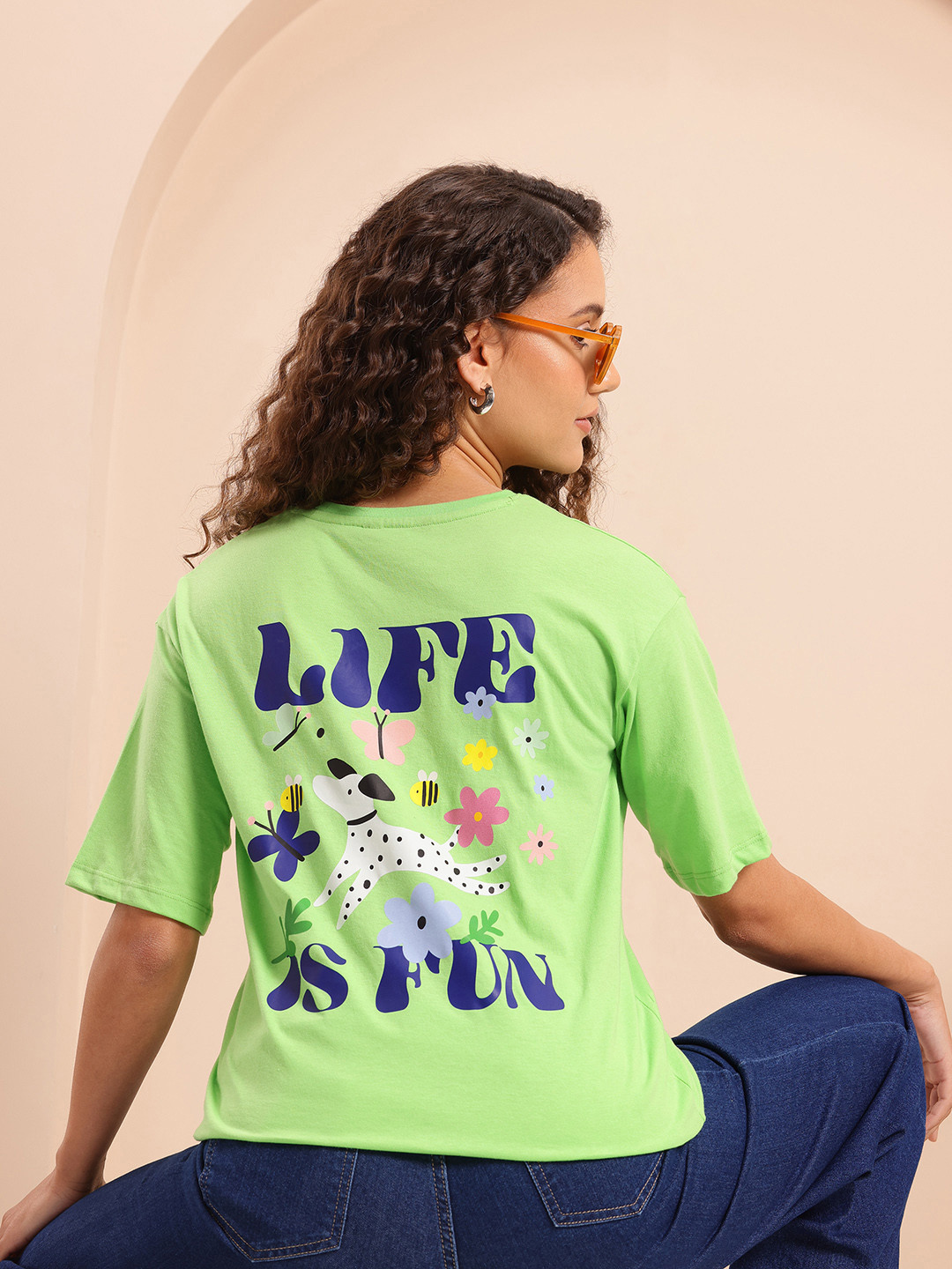 

Mast & Harbour Printed Drop-Shoulder Sleeves T-shirt, Green