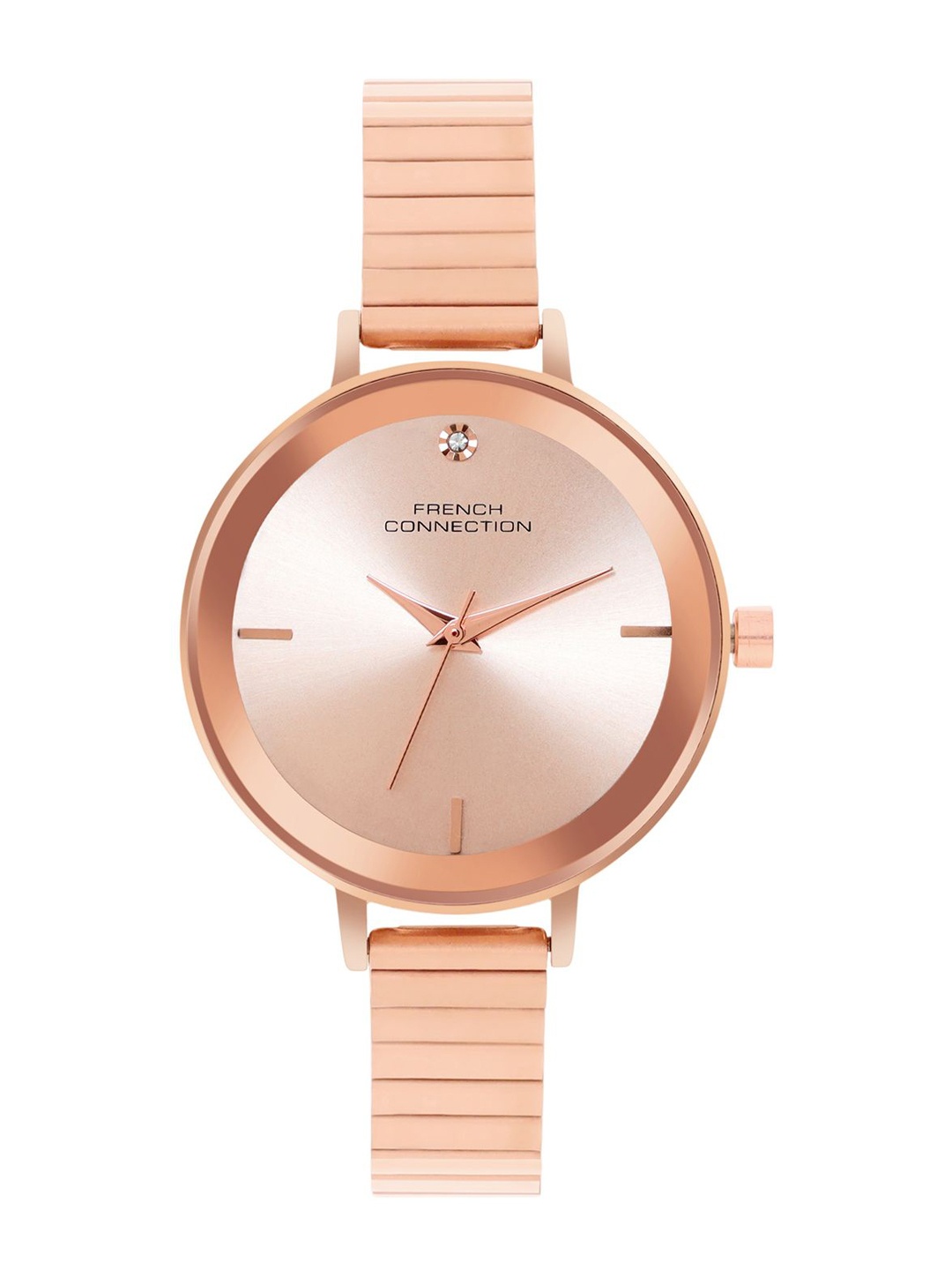 

French Connection Women Dial & Stainless Steel Bracelet Style Straps Analogue Watch FCN074RGM, Rose gold