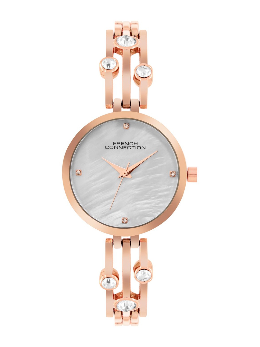 

French Connection Women Patterned Dial & Stainless Steel Bracelet Style Straps Analogue Watch FCN073SRGM, Silver