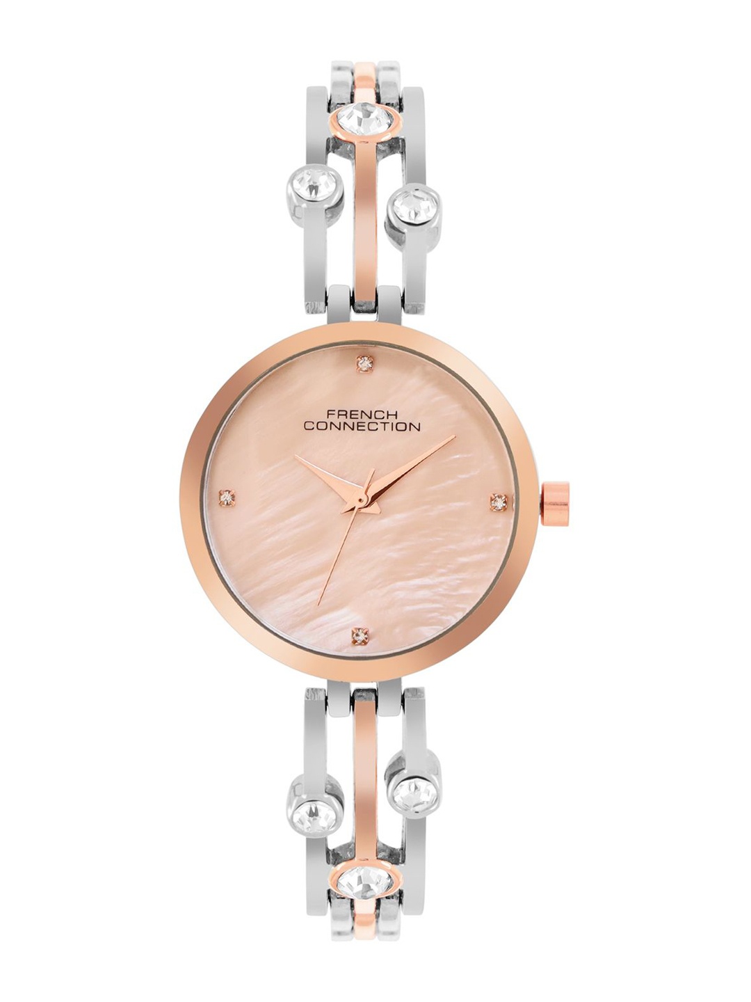 

French Connection Women Dial & Stainless Steel Bracelet Style Straps Analogue Watch FCN073RTM, Rose gold