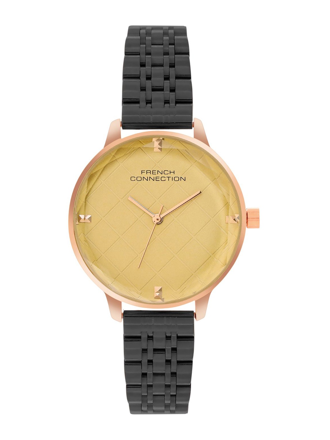 

French Connection Women Embellished Dial & Stainless Steel Straps Analogue Watch FCN0100BM, Mustard