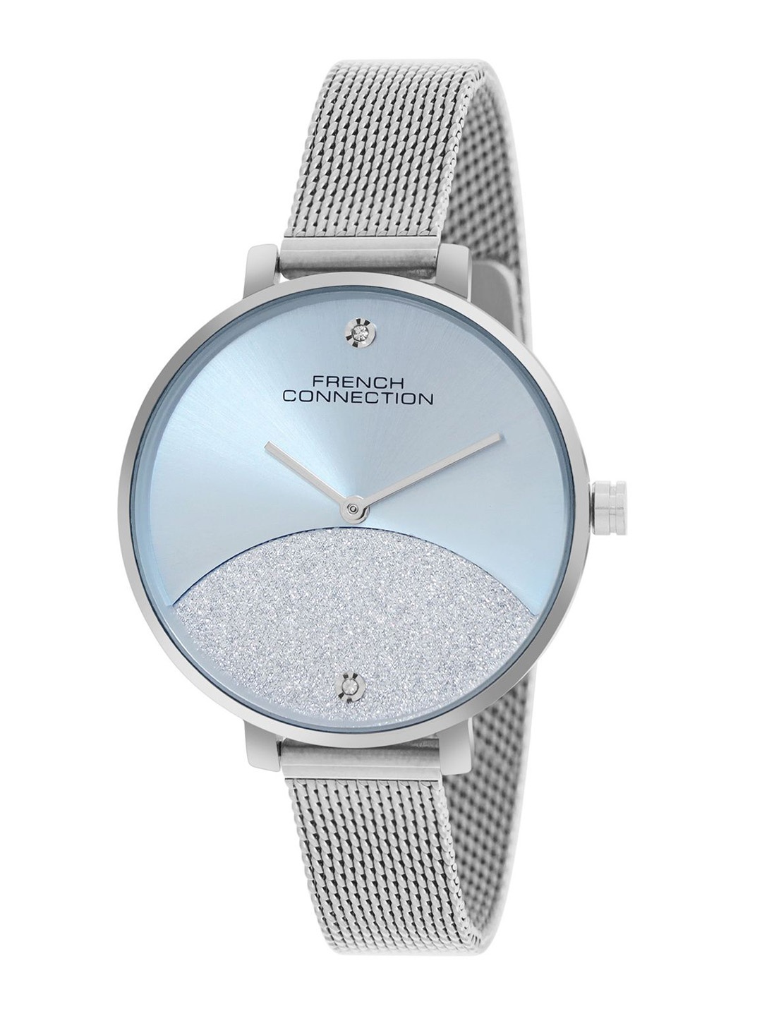 

French Connection Women Embellished Dial & Stainless Steel Bracelet Style Straps Analogue Watch FCN089SM, Blue