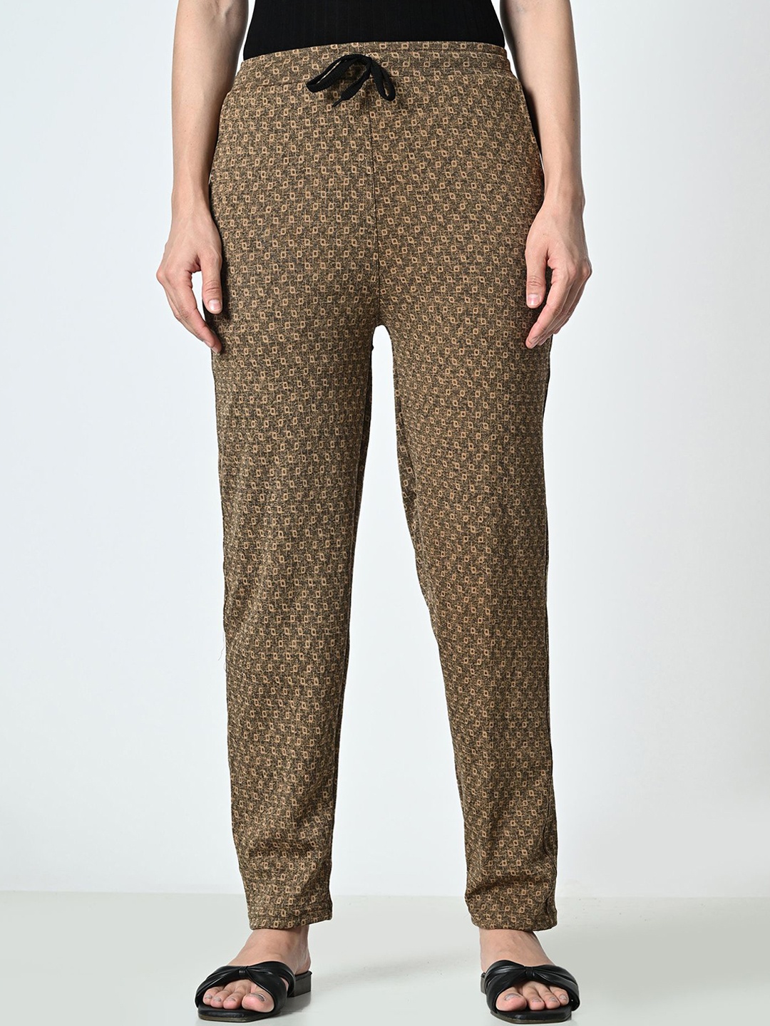 

BAESD Brown & Yellow Printed Track Pants