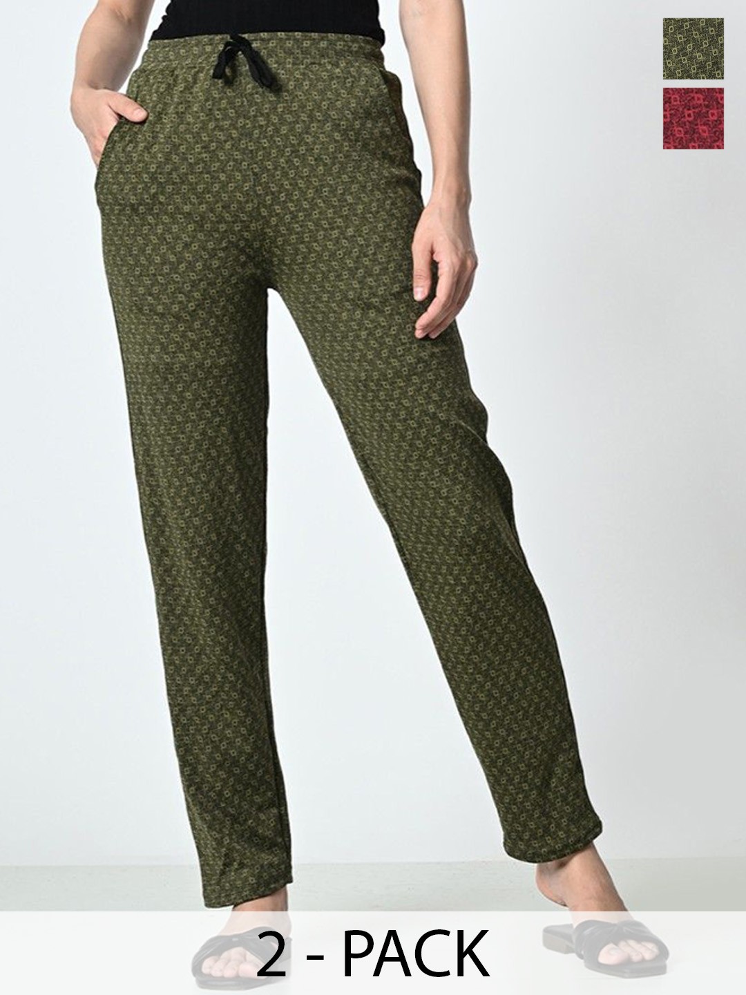 

BAESD Pack Of 2 Checked Mid-Rise Track Pants, Mustard