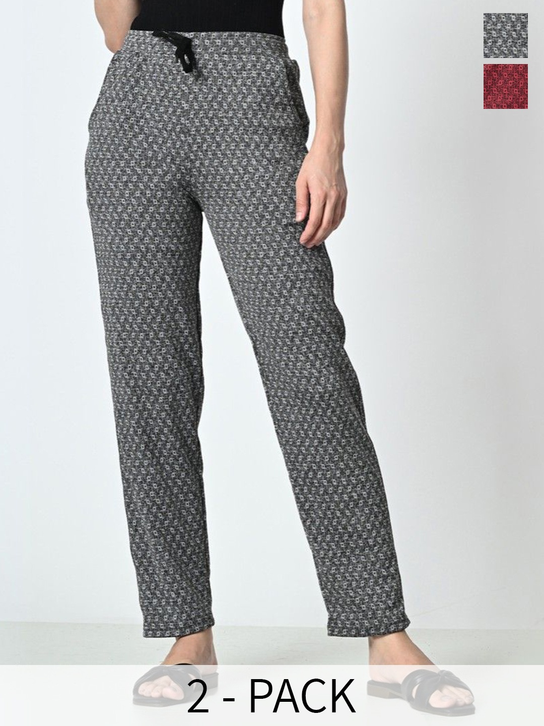 

BAESD Pack of 2 Dry-Fit Check Printed Lower Track Pants, Grey