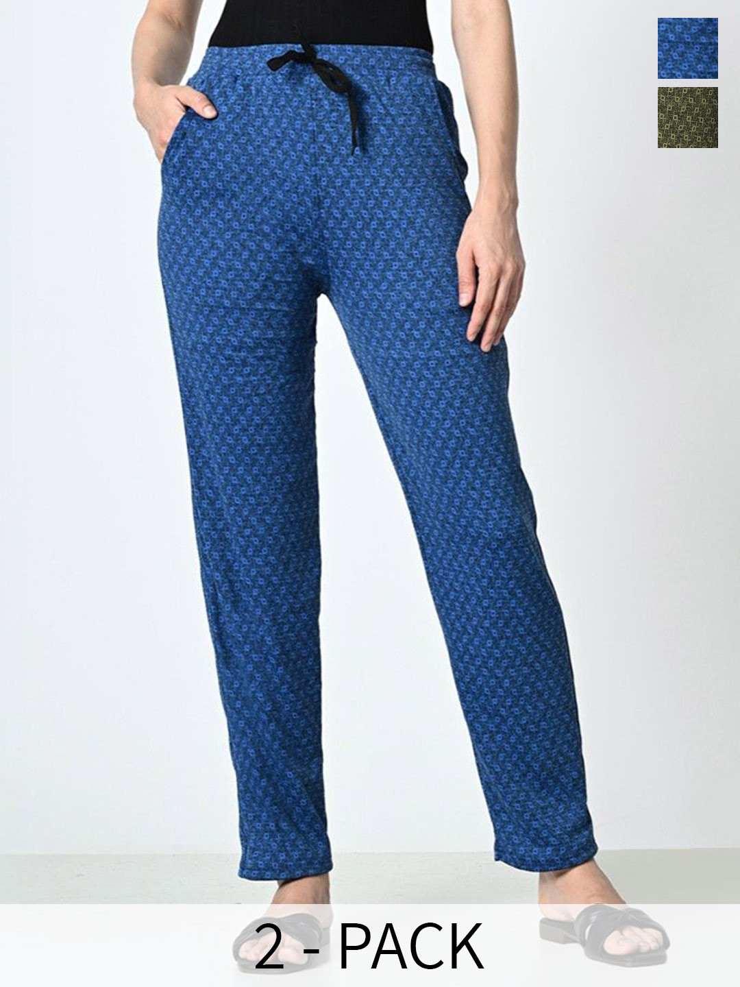

BAESD Women Pack of 2 Abstract Printed Mid-Rise Track Pants, Blue