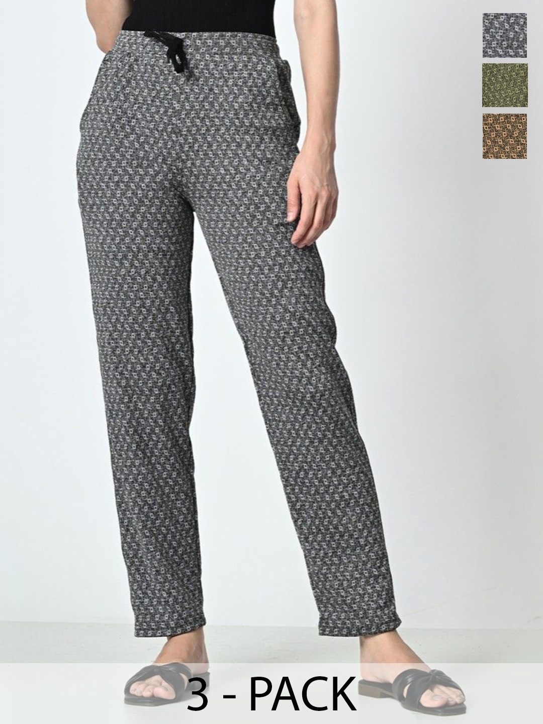 

BAESD Women Pack Of 3 Mid-Rise Relaxed Fit Track Pants, Grey