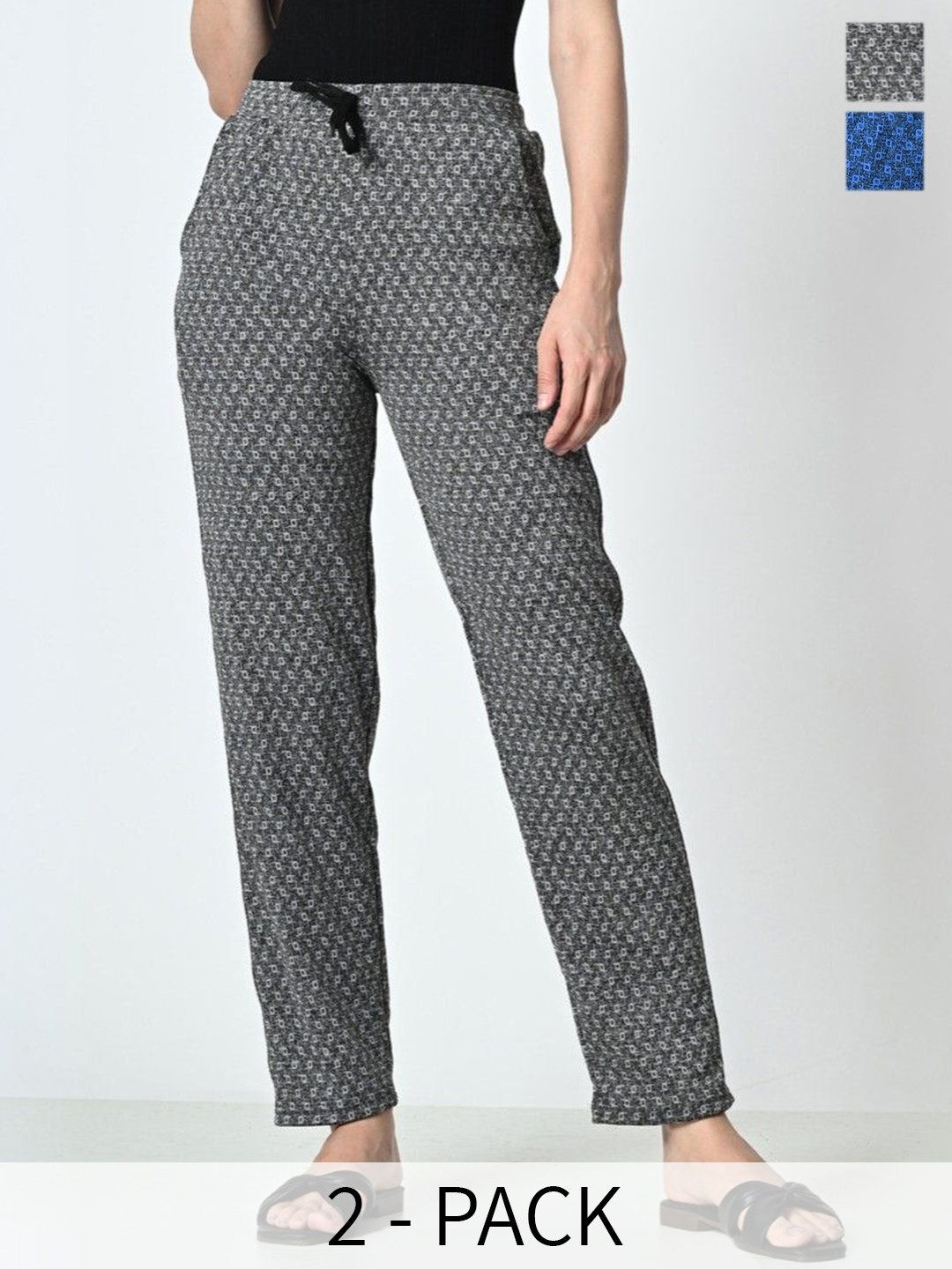 

BAESD Pack of 2 Dry-Fit Check Printed Lower Track Pants, Grey