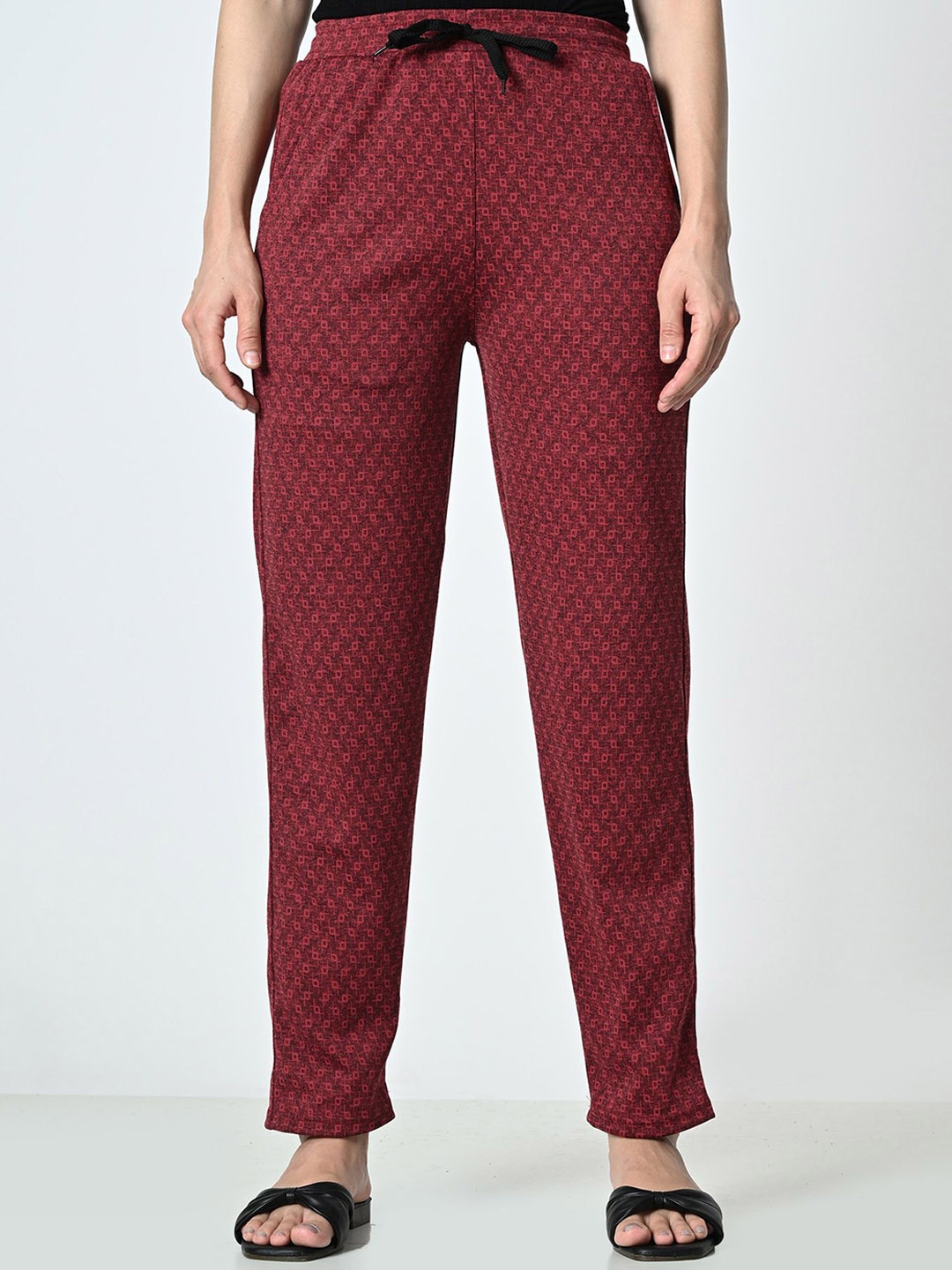 

BAESD Dry-Fit Check Printed Dry-Fit Lower Track Pants, Maroon