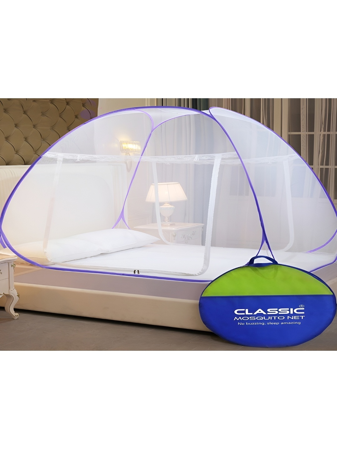 

Classic Mosquito Net Purple & White Queen Size Foldable Tent Mosquito Net