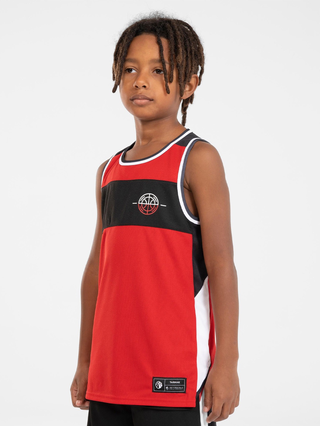 

TARMAK By Decathlon Kids Red Black Reversible Basketball Tank Top Jersey