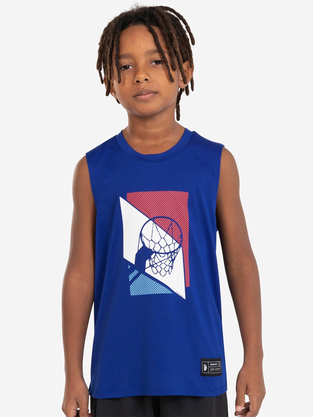 

TARMAK By Decathlon Kids Blue Printed Lightweight Basketball Tank Top Jersey