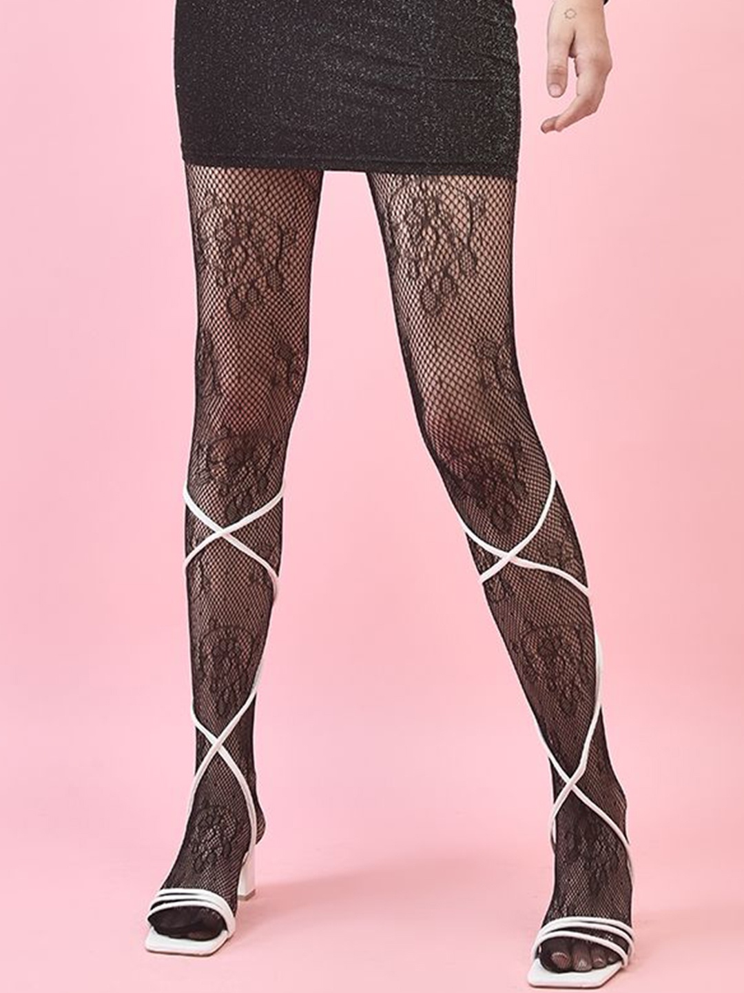 

Brauch Women Pack of 2 Self Design Stretchable Sheer Fishnet Stockings, Black