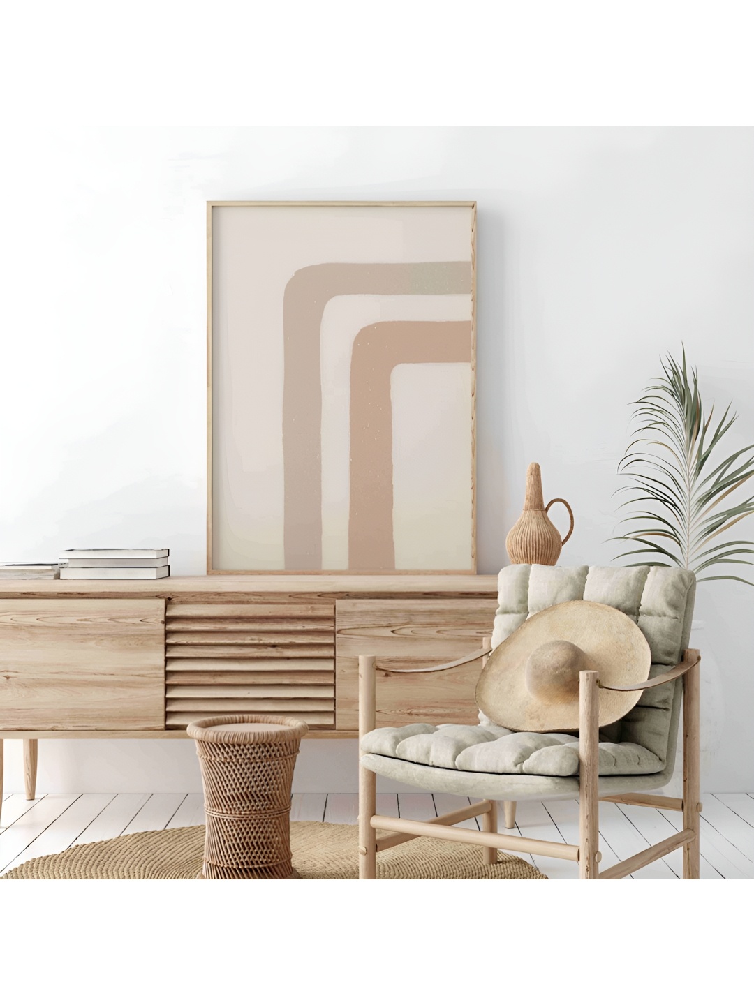 

Aura Beige & Cream-Coloured Abstract Wooden Wall Frame