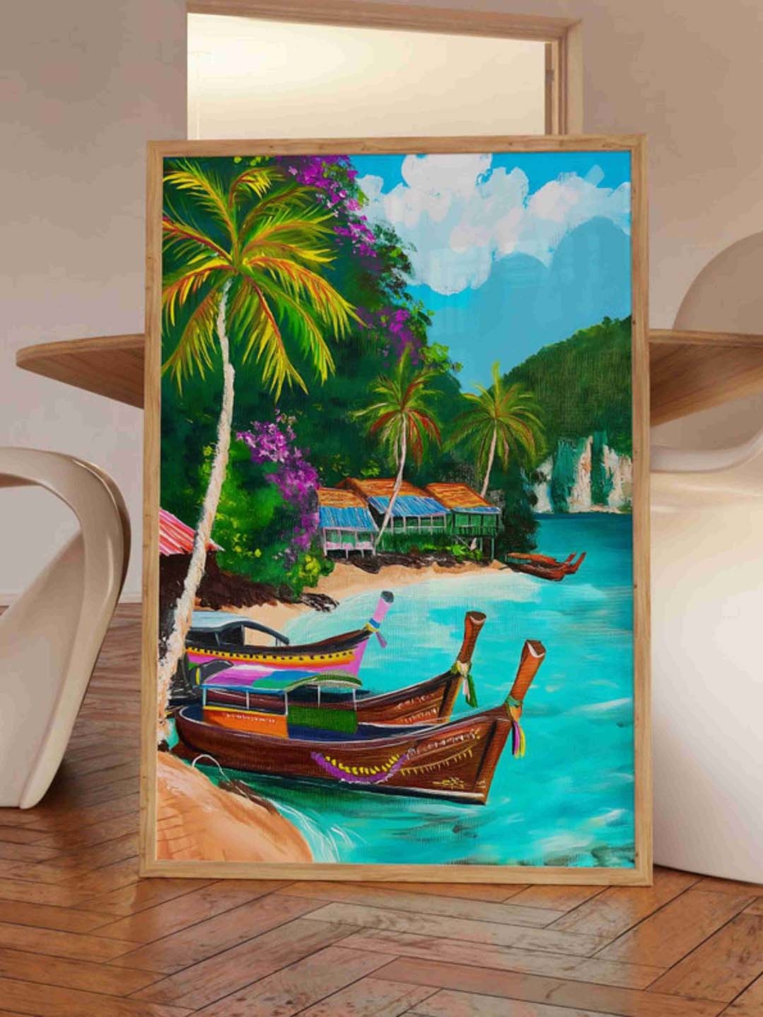 

Aura Blue & Green Tropical Wooden Wall Frame