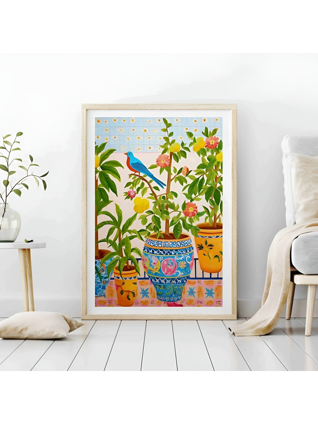 

Aura Blue & Green Floral and Botanical Wooden Wall Frame