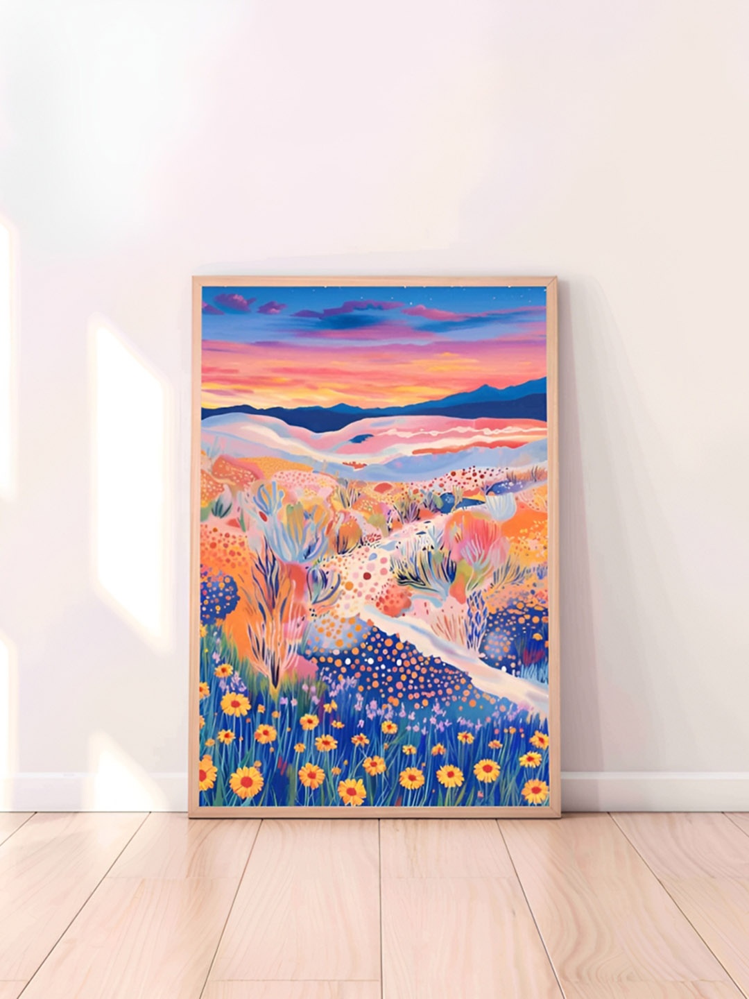 

Aura Blue & White Floral and Botanical Wooden Wall Frame