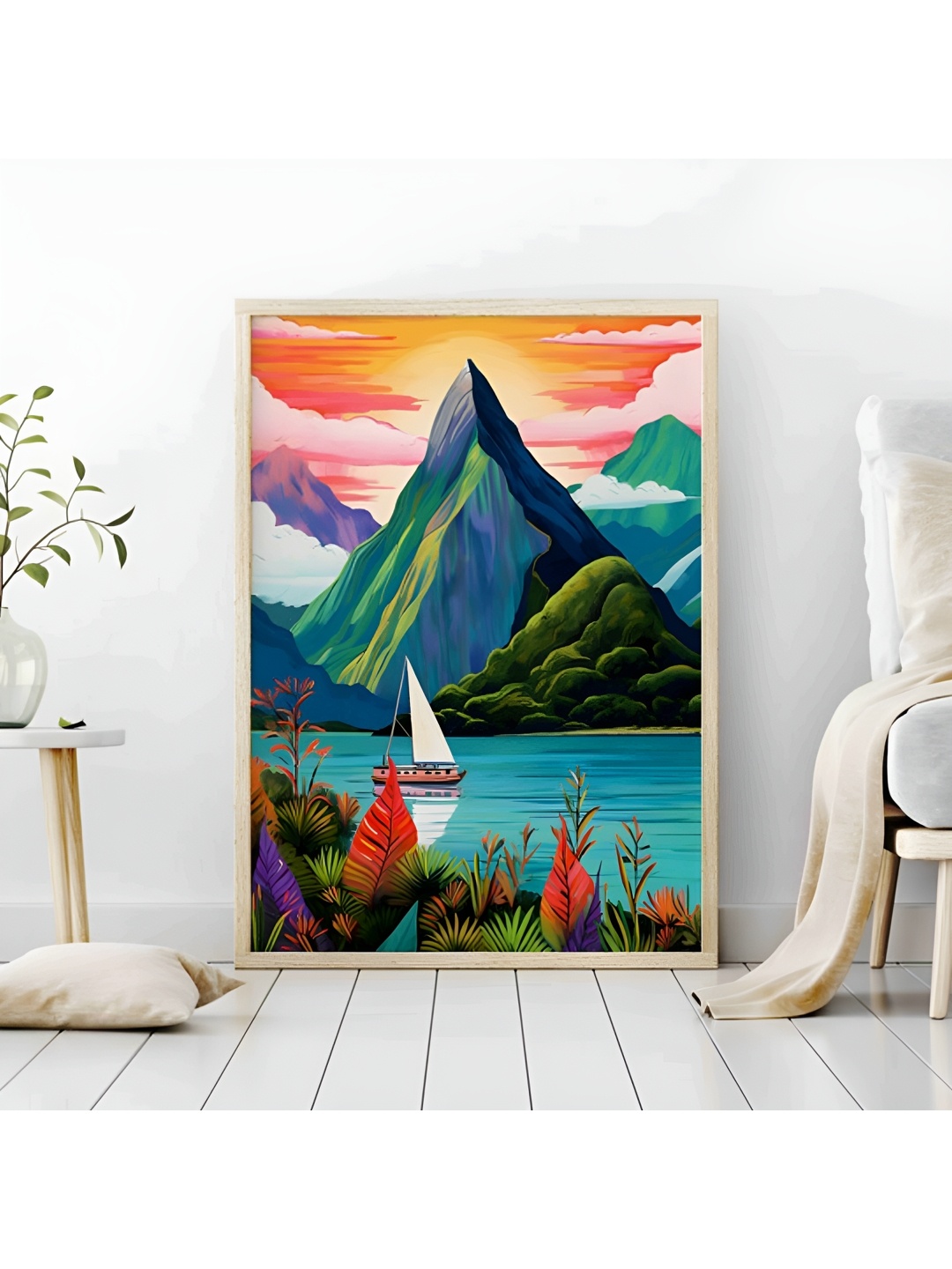 

Aura Blue & Orange Nature Wooden Wall Frame