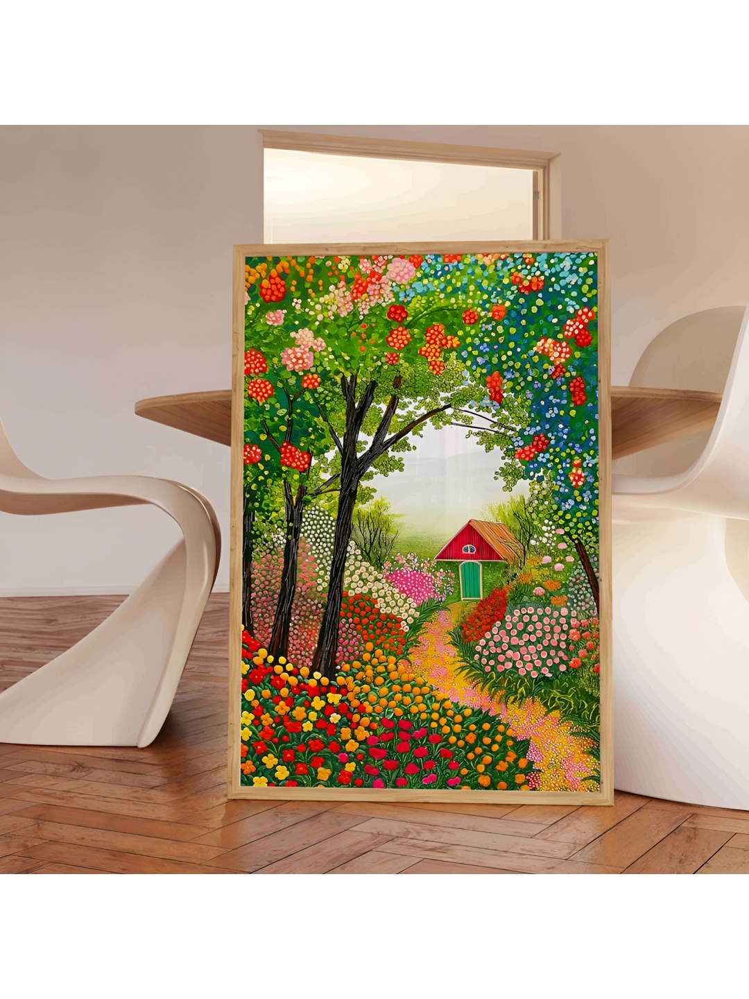 

Aura Green & Red Floral and Botanical Wooden Wall Frame