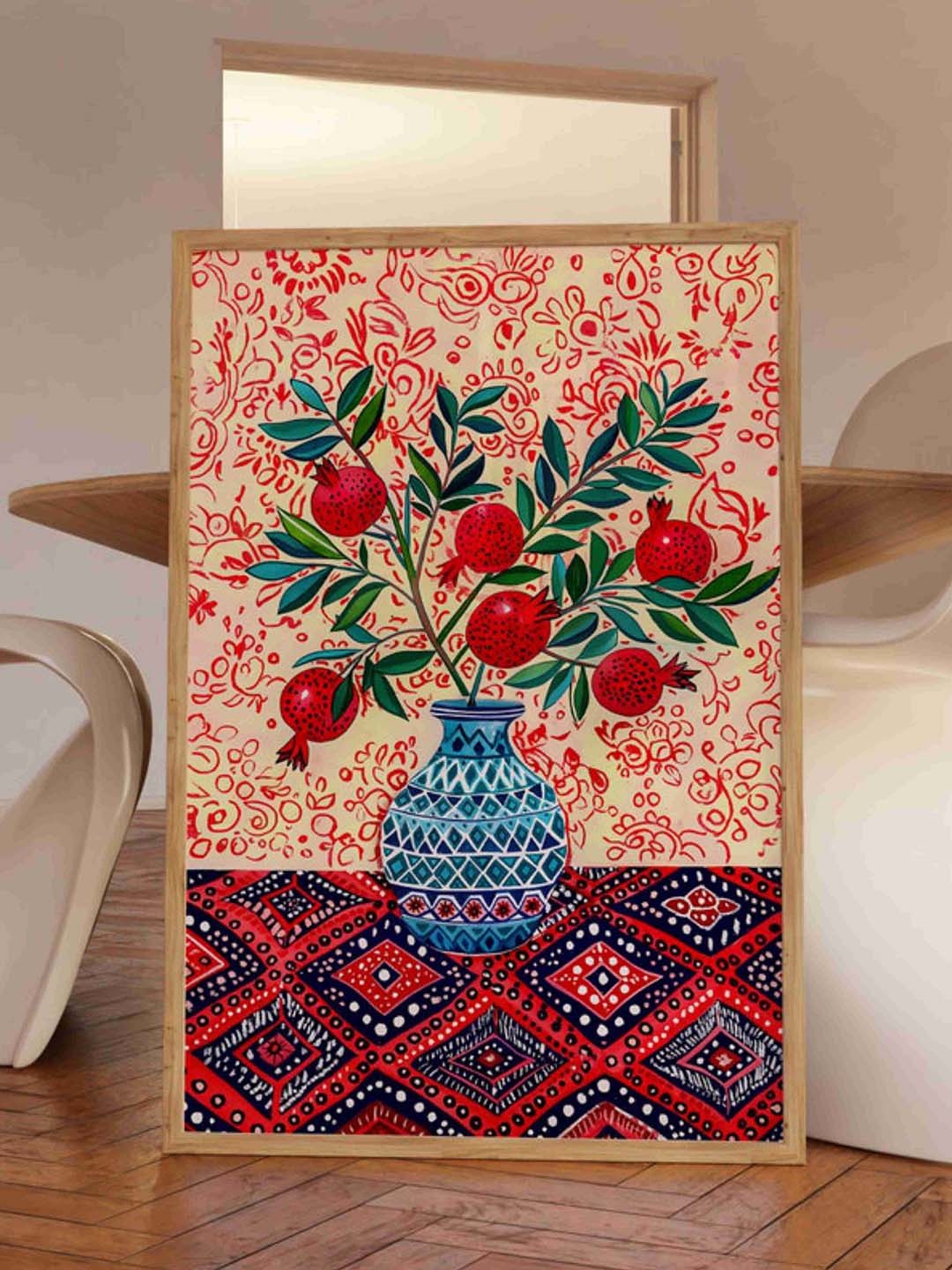 

Aura Red & Green Floral and Botanical Wooden Wall Frame