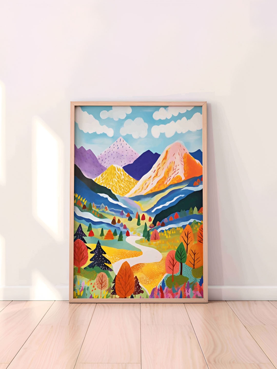 

Aura Blue & Orange Floral and Botanical Wooden Wall Frame