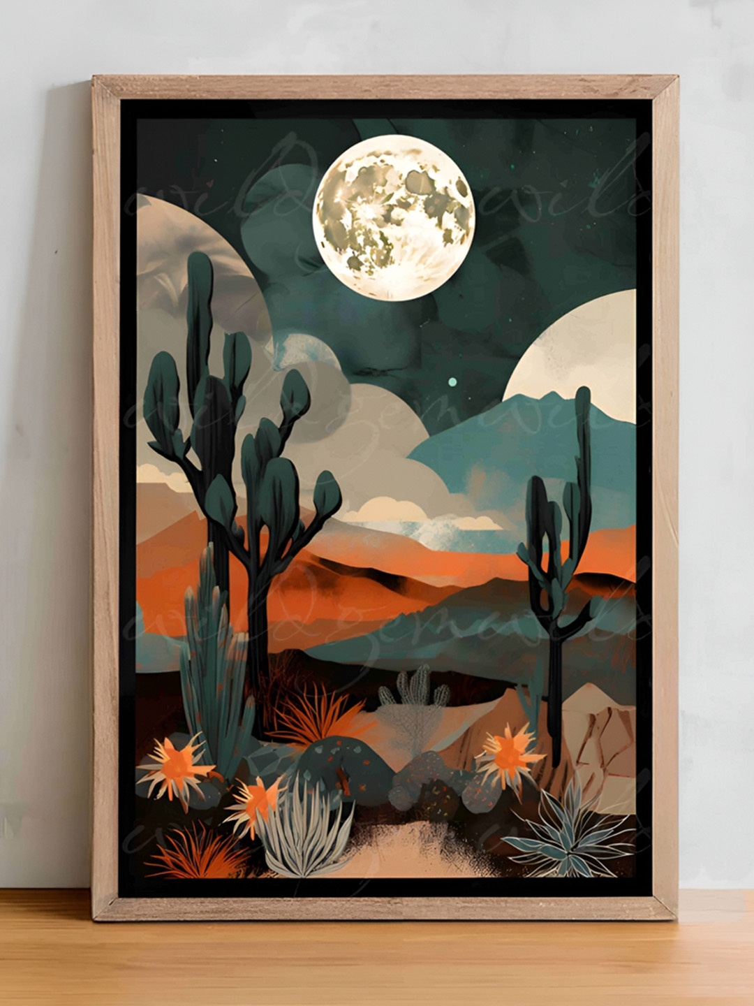 

Aura Green & Orange Nature Wooden Wall Frame