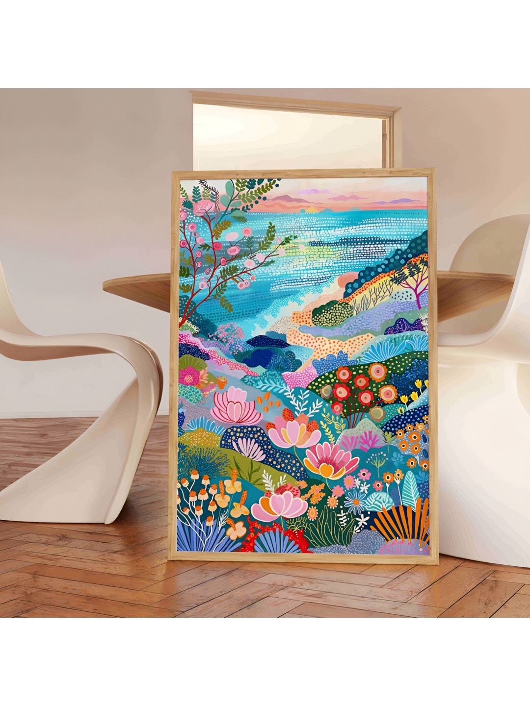 

Aura Blue & Pink Floral and Botanical Wooden Wall Frame
