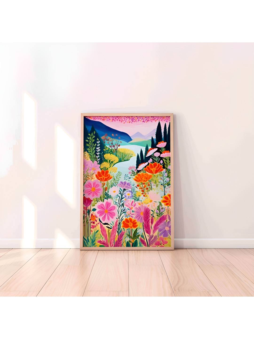 

Aura Pink & Red Floral and Botanical Wooden Wall Frame