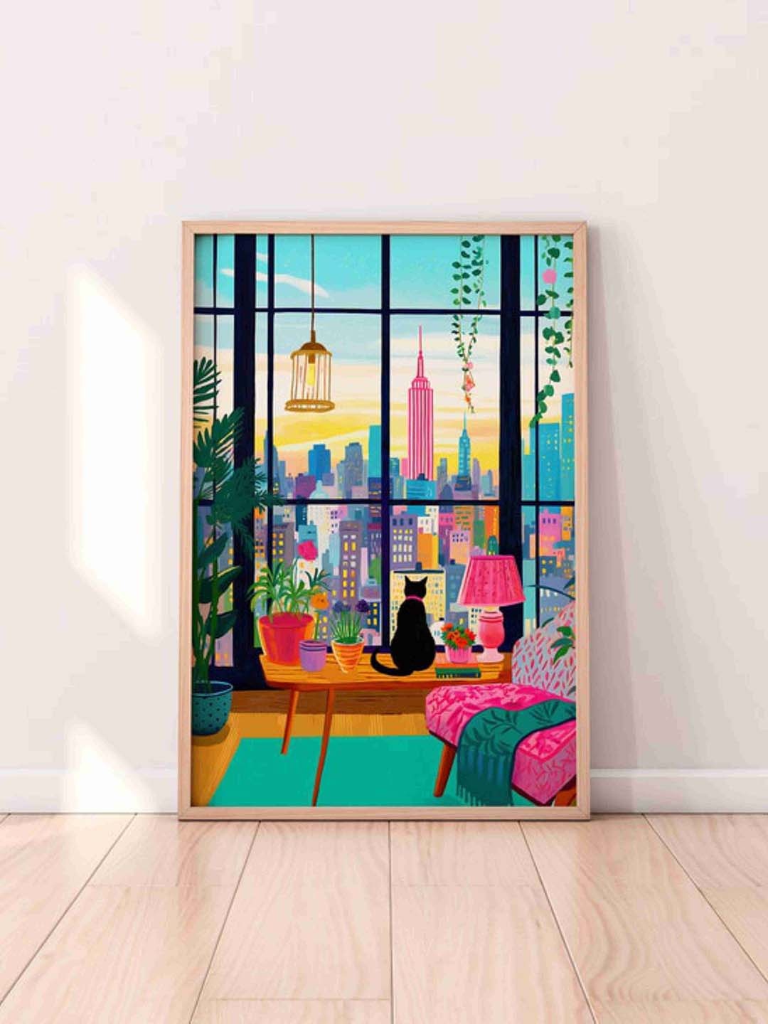 

Aura Blue & Pink Floral and Botanical Wooden Wall Frame