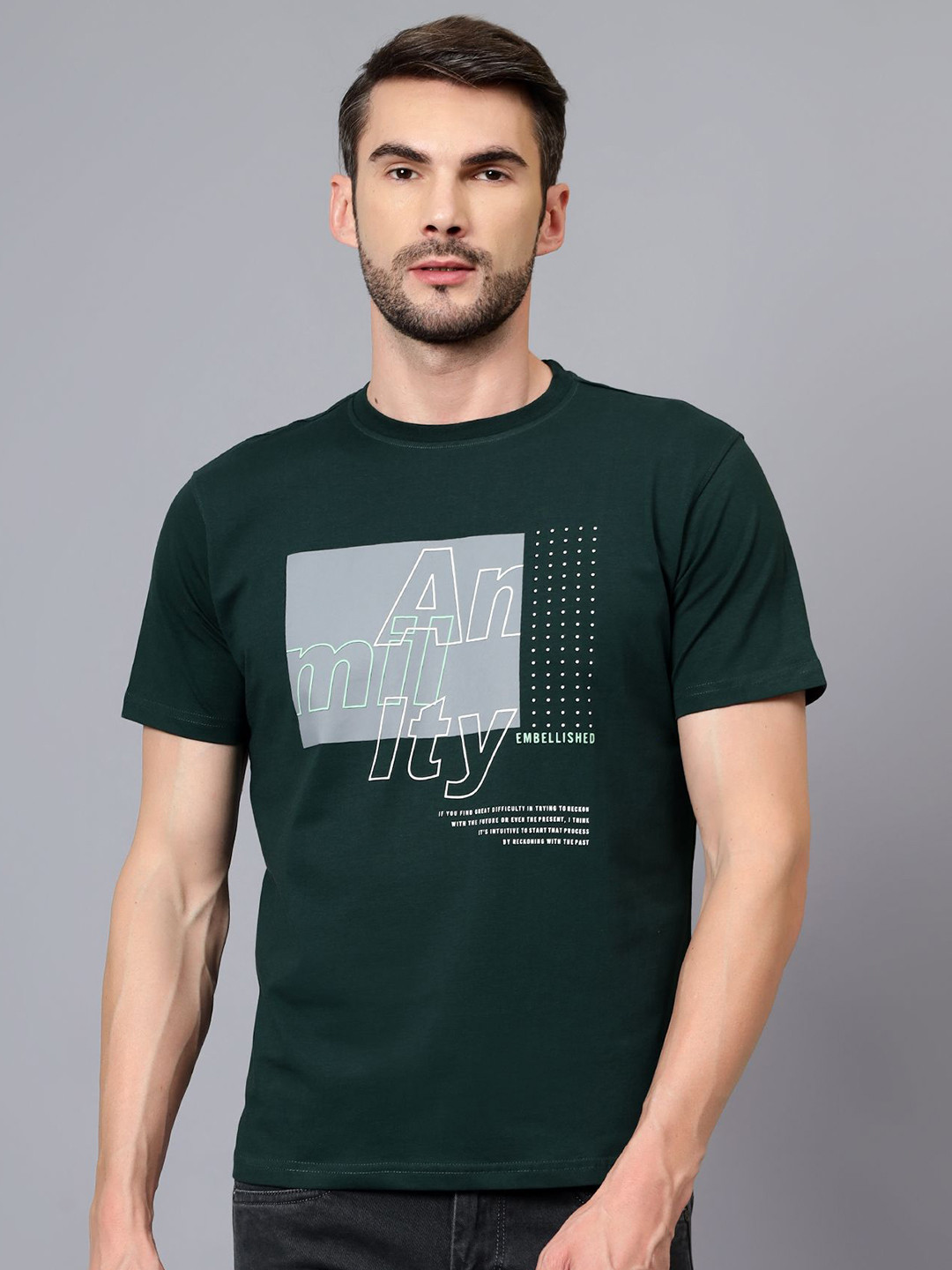 

Cantabil Men Typography Printed T-shirt, Green