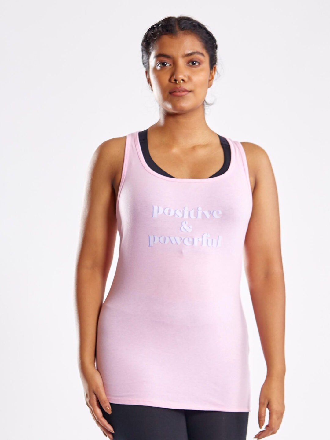 

Domyos By Decathlon Typography Printed Scoop Neck Longline Sleeveless T-shirt, Pink