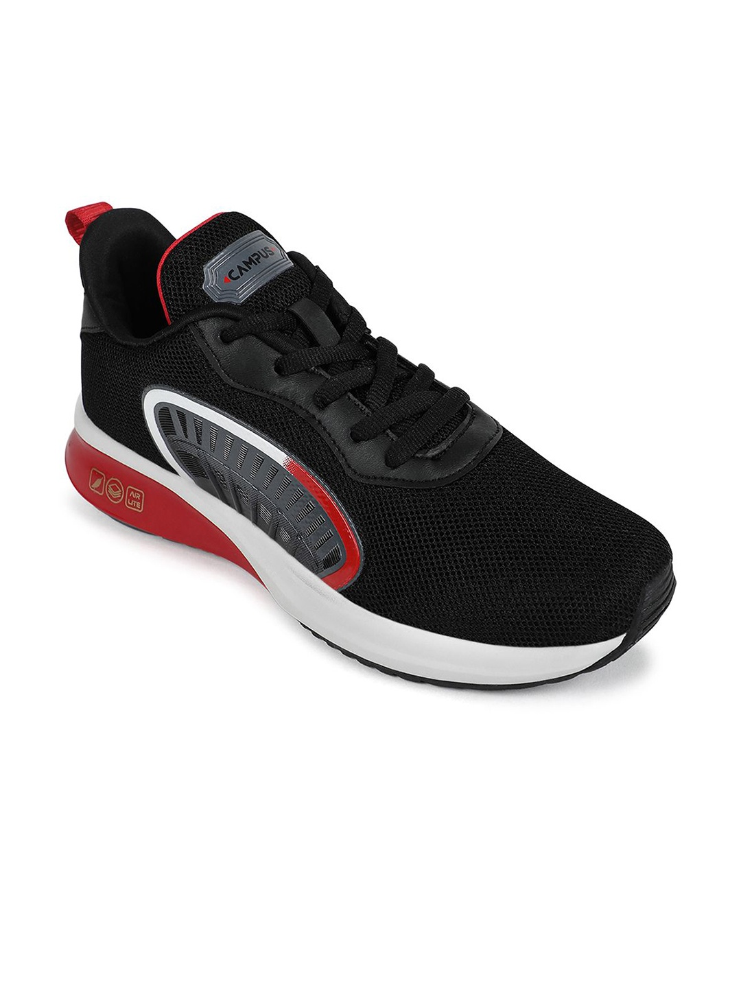 

Campus Boys Mesh Running Non-Marking Shoes, Black