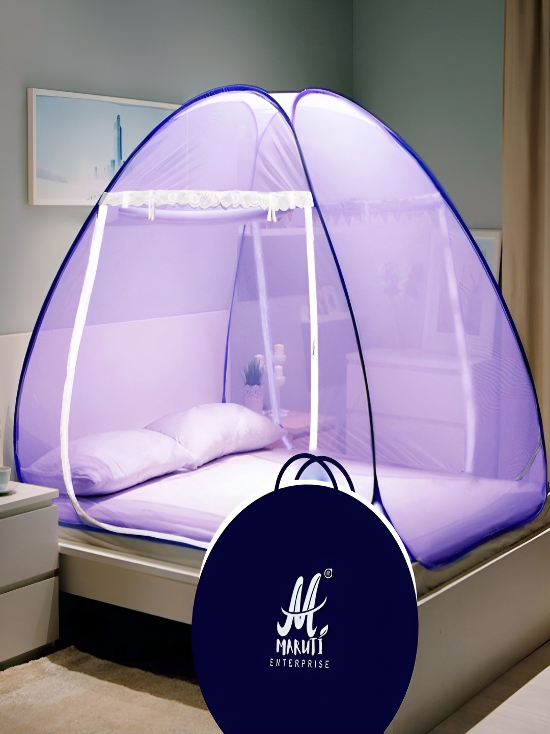 

MARUTI ENTERPRISE Purple King Size Tent Mosquito Net