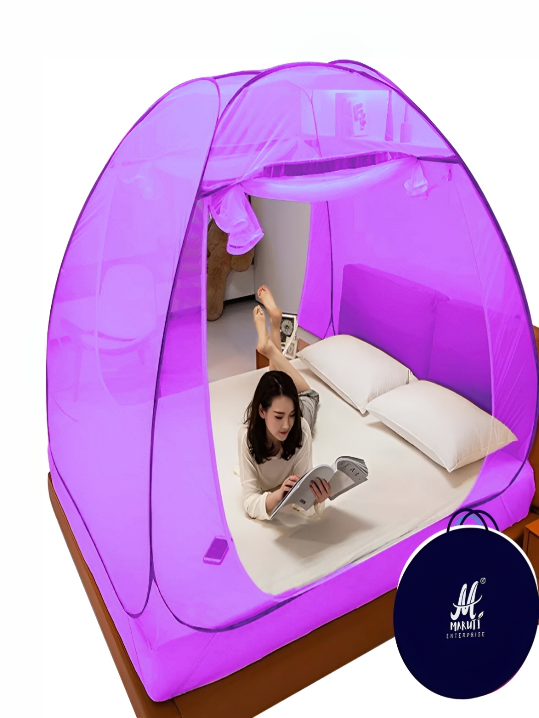 

MARUTI ENTERPRISE Purple King Size Tent Mosquito Net
