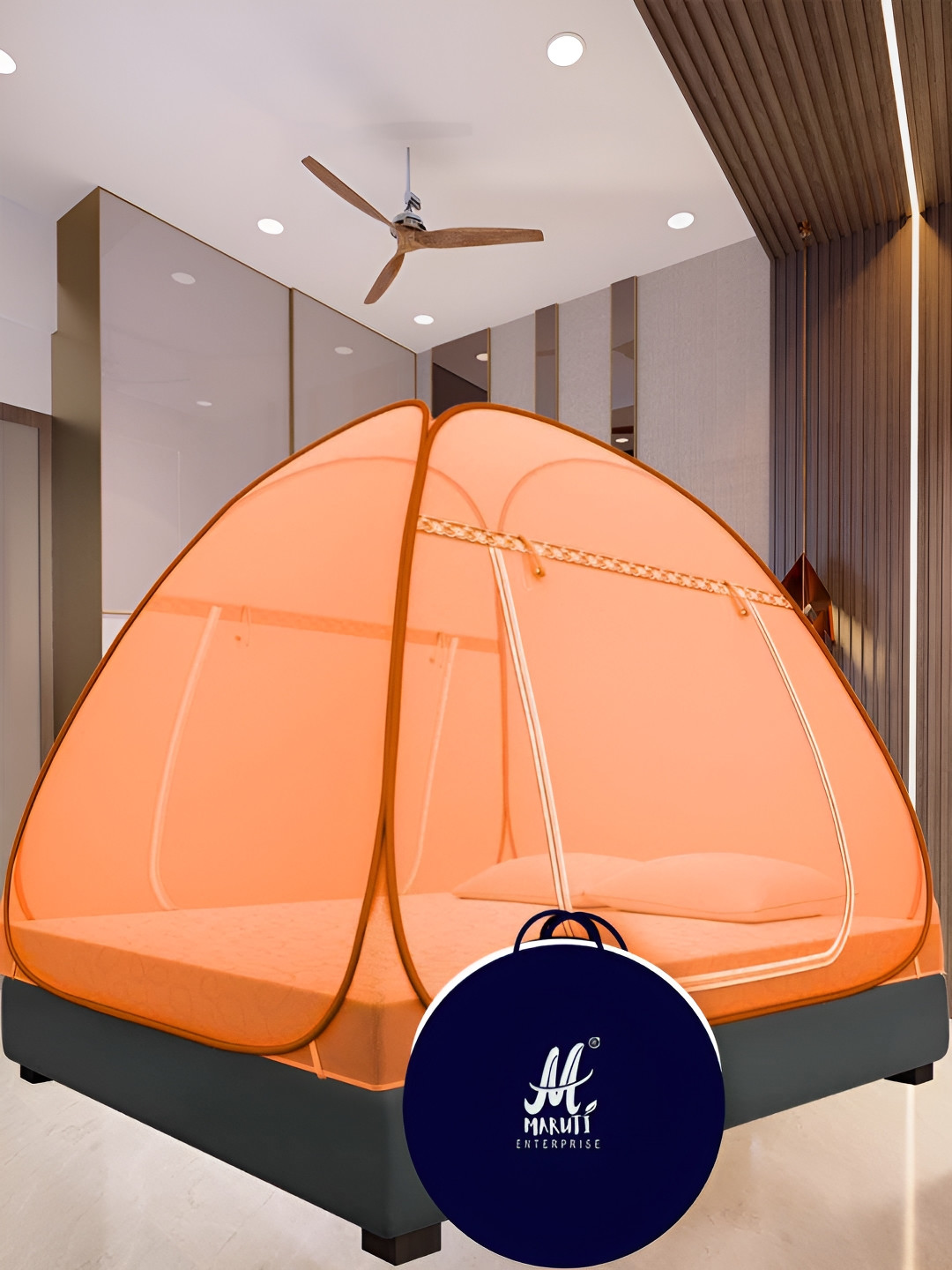 

MARUTI ENTERPRISE Orange King Size Tent Mosquito Net